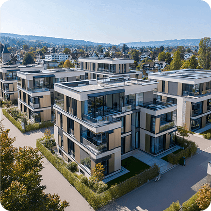 Modern apartment buildings