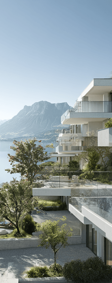 Modern building with pool